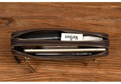 Cool Brown Mens long Wallet Wristlet Bag Clutch Wallet Envelope Wallet for Men