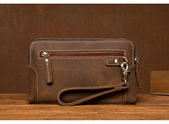 Cool Brown Mens long Wallet Wristlet Bag Clutch Wallet Envelope Wallet for Men