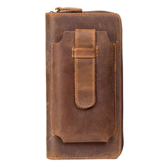 Brown Cool Mens long Wallet Wristlet Bag Clutch Wallet Mobile Long Wallet for Men