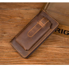 Brown Cool Mens long Wallet Wristlet Bag Clutch Wallet Mobile Long Wallet for Men