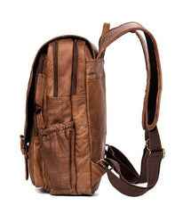 Brown Fashion Mens Leather 15-inch Computer Backpacks Cool Travel Backpacks College Backpack for men