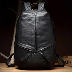 Black Fashion Mens Leather 15-inches Large Backpacks Coffee Travel Backpacks School Backpacks for men