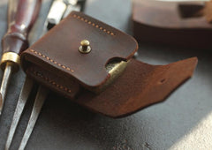 Brown Handmade Leather Mens Zippo Lighter Case With Belt Loop Zippo  Standard Lighter Holders For Men