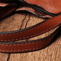 Vertical Brown Leather Tote Bag Womens Shoulder Shopper Tote Handbag Purse