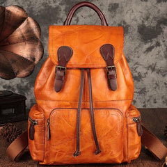 Brown Leather Vintage Mens Backpack Leather School Backpack Large Backpack for Women