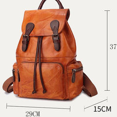 Brown Leather Vintage Mens Backpack Leather School Backpack Large Backpack for Women