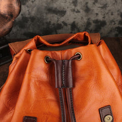 Brown Leather Vintage Mens Backpack Leather School Backpack Large Backpack for Women