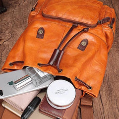 Brown Leather Vintage Mens Backpack Leather School Backpack Large Backpack for Women