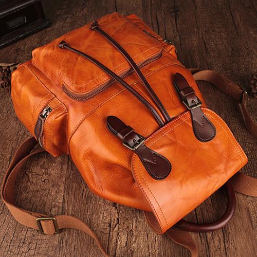 Brown Leather Vintage Mens Backpack Leather School Backpack Large Backpack for Women