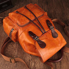 Brown Leather Vintage Mens Backpack Leather School Backpack Large Backpack for Women