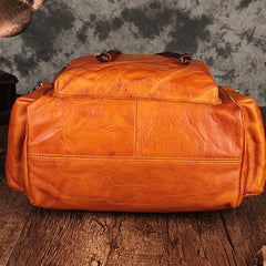 Brown Leather Vintage Mens Backpack Leather School Backpack Large Backpack for Women
