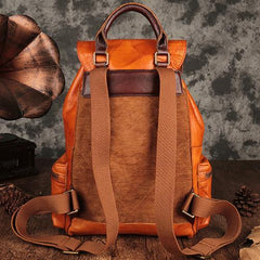 Brown Leather Vintage Mens Backpack Leather School Backpack Large Backpack for Women