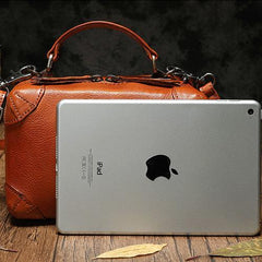 Brown Womens Leather Satchel Handbag Cube Square Box Satchel Handbag Purse for Ladies