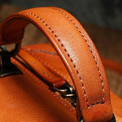 Red Womens Leather Satchel Handbag Cube Square Box Satchel Brown Handbag Purse for Ladies