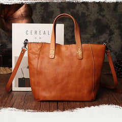 Small Brown Womens Leather Tote Handbag Tote Shoulder Bag Side Bag Purse for Ladies