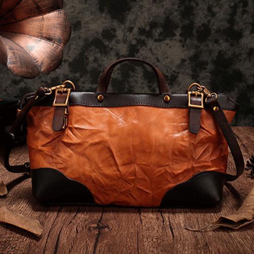 Vintage Womens Leather Square Handbag Purses Tan Handbag Shoulder Purse for Ladies
