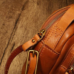Vintage Womens Brown Leather Square Small Handbag Side Bag Crossbody Bag for ladies