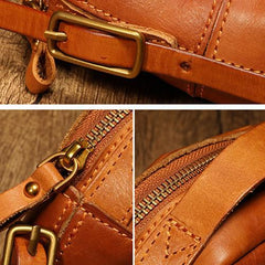 Vintage Womens Brown Leather Square Small Handbag Side Bag Crossbody Bag for ladies