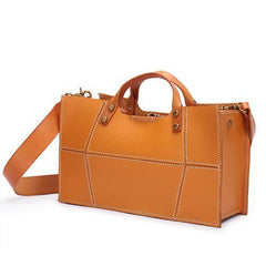 Fashion Womens Leather Square Handbag Purses Tan Small Handbag Shoulder Purse for Ladies