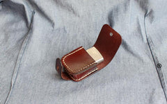 Mens Brown Leather Standard Zippo Lighter Cases Handmade Black Zippo Lighter Holder with Belt Clip