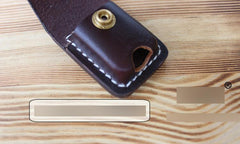 Handmade Mens Coffee Leather Slim Zippo Lighter Case Black Zippo Lighter Holder with Belt Loop