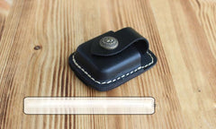 Handmade Black Leather Mens Classic Zippo Lighter Case Zippo Lighter Holder with Belt Clip
