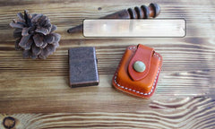 Mens Coffee Leather Classic Zippo Lighter Case Black Handmade Zippo Lighter Holder with Belt Clip