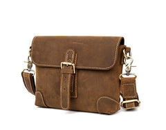 Cool Brown Leather 8 inches Mens Small Courier Bag Messenger Bags Postman Bags for Men
