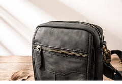 Brown Mens Leather Small Belt Pouch Mens Waist Bag Side Bag Mini Messenger Bag Phone Bag for Men