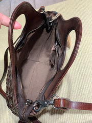 Brown Braided Leather Womens Bucket Handbag Shoulder Bucket Bag Purse Side Bag for Ladies