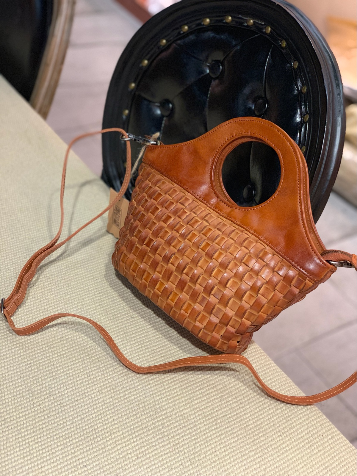 Brown Braided Leather Womens Bucket Handbag Shoulder Bucket Bag Purse Side Bag for Ladies