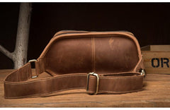 Vintage Brown Mens Leather Fanny Pack Waist Bag Leather Hip Pack Belt Bags Bumbag for Men