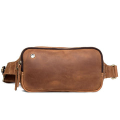 Vintage Brown Mens Leather Fanny Pack Waist Bag Leather Hip Pack Belt Bags Bumbag for Men
