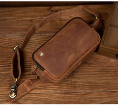 Vintage Brown Mens Leather Fanny Pack Waist Bag Leather Hip Pack Belt Bags Bumbag for Men