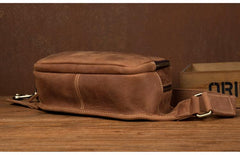 Vintage Brown Mens Leather Fanny Pack Waist Bag Leather Hip Pack Belt Bags Bumbag for Men