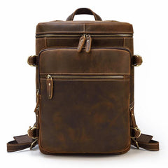 Brown Leather Men's 16 inches Large Computer Backpack Retro Large Travel Backpack Large College Backpack For Men