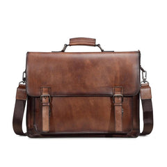 Brown Leather Men's Professional Briefcase 14‘’ Laptop Handbag Black Business Bag Messenger Bag For Men