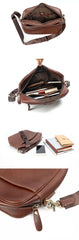 Brown Leather Mens 8 inches Courier Bag Messenger Bag Small Postman Bag For Men