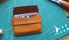 Brown Leather Mens Card Wallet Front Pocket Wallets Cool Small Change Wallet for Men