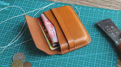 Brown Leather Mens Card Wallet Front Pocket Wallets Cool Small Change Wallet for Men