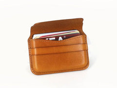 Brown Leather Mens Card Wallet Front Pocket Wallets Cool Small Change Wallet for Men