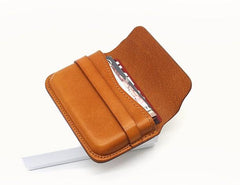 Brown Leather Mens Card Wallet Front Pocket Wallets Cool Small Change Wallet for Men