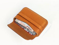 Brown Leather Mens Card Wallet Front Pocket Wallets Cool Small Change Wallet for Men