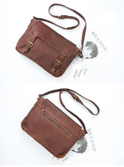 Brown Leather Mens Casual Courier Bags Messenger Bags 10 inches Postman Bag For Men