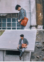 Brown Leather Mens Casual Courier Bags Messenger Bags 10 inches Postman Bag For Men