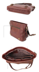 Brown Leather Mens Casual Courier Bags Messenger Bags 10 inches Postman Bag For Men