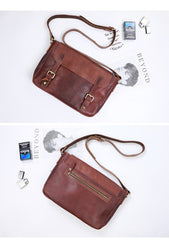 Brown Leather Mens Casual Courier Bags Messenger Bags 10 inches Postman Bag For Men