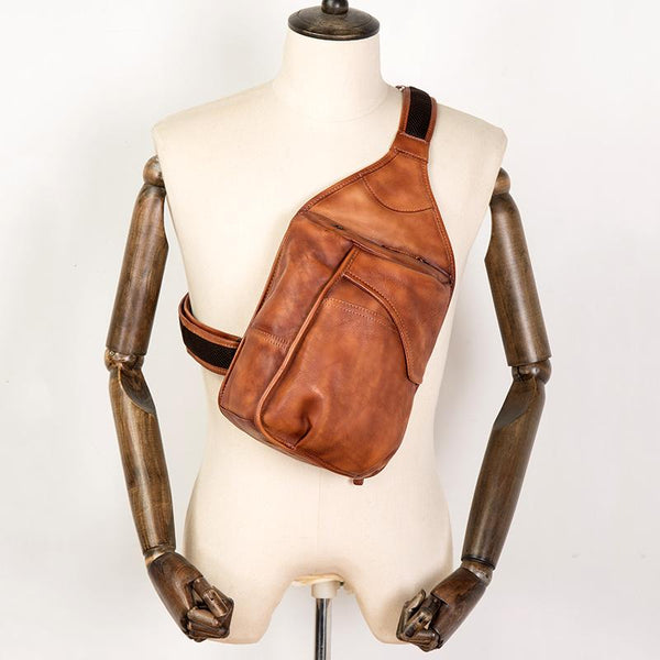 Cool Brown Leather Mens 8 inches Sling - Back View