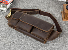 Brown Leather Mens Fanny Pack Waist Bag Hip Pack Light Brown Belt Bag Bumbag for Men