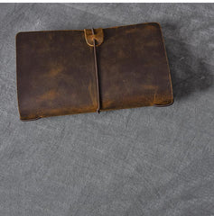 Brown Leather Mens Bifold Canvas Travel Clutch Bag Long Wallet For Men